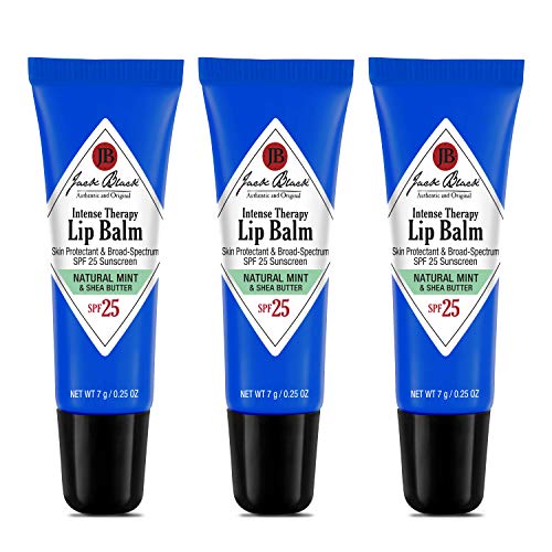 Jack Black Intense Therapy Lip Balm, 0.25-Oz., Pack of 3 – Natural Mint & Shea Butter, SPF 25 Sun Protection, Lip Moisturizer, Hydrating Lip Balm with SPF, Long Lasting Treatment