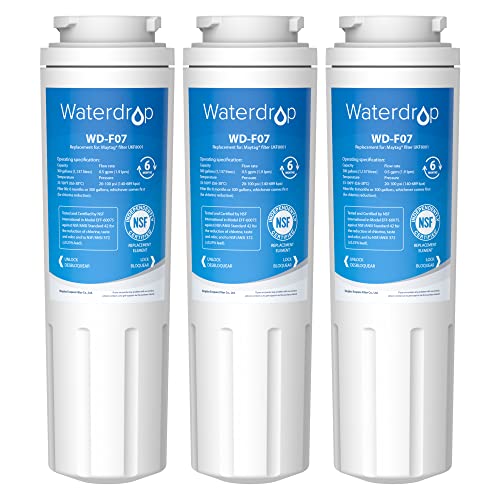 Waterdrop UKF8001 Refrigerator Water Filter 4, Replacement for Whirlpool EDR4RXD1, EveryDrop Filter 4, Maytag UKF8001AXX-750, UKF8001AXX-200, 46-9006, Puriclean II, WD-F07, 3 Filters
