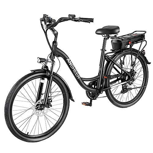 ANCHEER 500Wh EBike, Electric Bike for Adults, Ebikes for Adults, 3H Fast-Charge E Bike, 26' Commuter Electric Bicycles, 7-Speed, LCD Digital Display, Suspension Fork, Cruise Control, Black