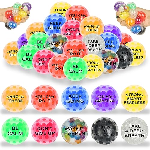 20 Pack Colorful Motivational Mini Stress Balls Set, Squishy Balls Fidget Toys for Adult, Squeeze Balls Bulk, Birthday Gifts Party Favors Goodie Bags Stuffer Anxiety Stress Relief
