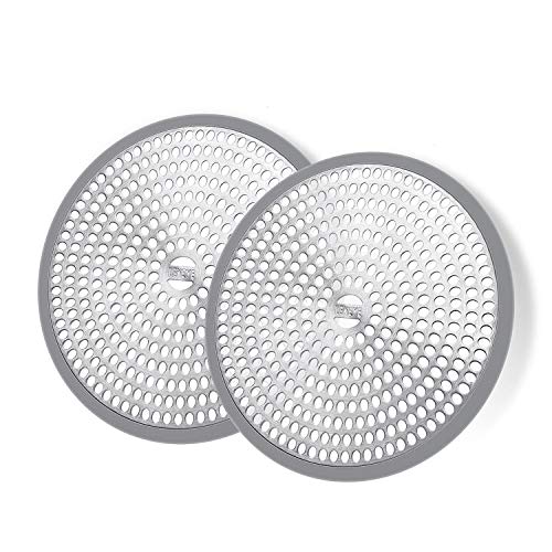 LEKEYE Shower Hair Catcher Drain Protector Strainer-Steel & Silicone 2 Pack