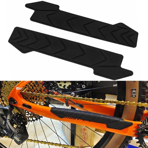 CYSKY 2 Pcs Bike Chain Guard Silicone Stickers, Bicycle Frame Chainstay Protector, 3M Glue Backing Sticky Well, Durable, Lightweight (Regular Style)
