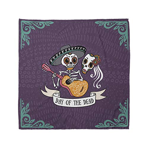 Ambesonne Unisex Bandana, Day of the Dead Music Performance, Purple Teal