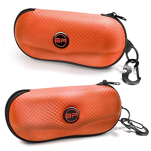 BLUPOND Sunglasses Case Semi Hard EVA Shell with Metal Hanging Hook Belt Clip Sun Glasses Storage (Orange/Orange)