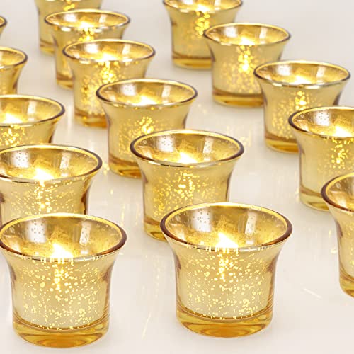 Homemory Candle Holder, 2'' Votive Candle Holders for Table Centerpiece, 24-Pack Glass Tealight Candle Holder for Engagement, Proposal, Wedding, Bridal Shower, Holiday, Reception, Anniversary Decor