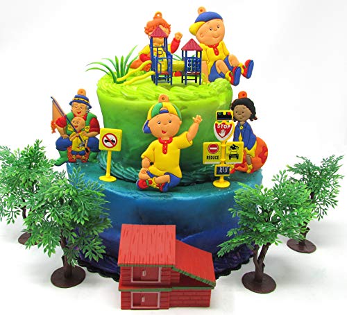 Caillou Birthday Cake Topper Set Featuring Caillou and Friends with Decorative Themed Accessories