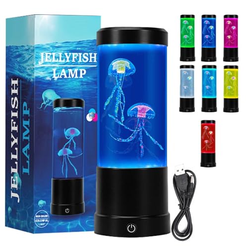 Clearance Jellyfish Lamp, LED Jellyfish Lava Lamp Aquarium, Round Real Jellyfish Tank Mood Light, 7 Colors Setting Ocean Projector, Jellyfish Tank Decoration for Home Office Decor