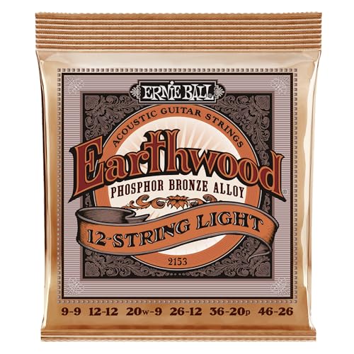 Ernie Ball Earthwood 12-String Light Phosphor Bronze Acoustic Guitar Strings, 9-46 Gauge (P02153)