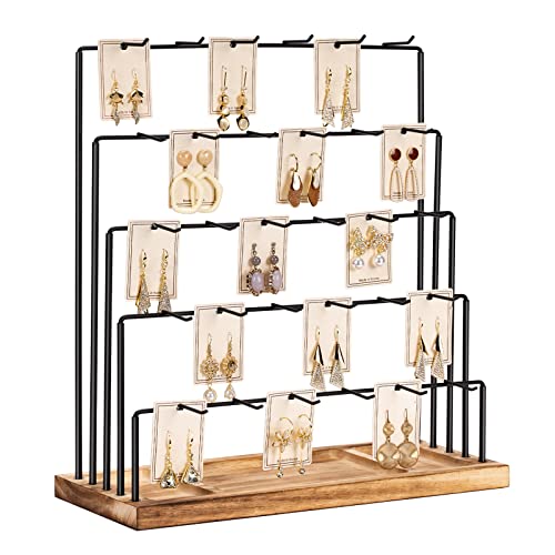 Earring Display Stands for Selling , Earring Rack Display Holder Stand, Jewelry Display for Selling Earring Cards, Bracelets, Hair Accessories, Rings, Necklaces 15'W x 6'D x 15.5'H (30 Hooks)