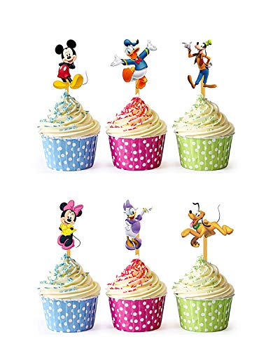 24pcs Micky Minnie Mouse Dessert Muffin Cupcake Toppers for Wedding Baby Shower Birthday Party
