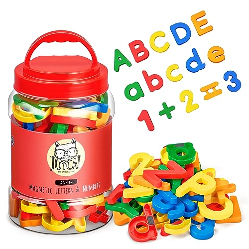 JoyCat 78PCS Magnetic Letters Numbers Alphabet Fridge Magnets ABC 123 Preschool Educational Learning Plastic Colorful Toy Set Uppercase Lowercase Math Symbols for Toddlers Kids