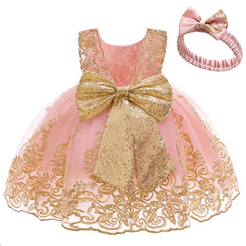 CMMCHAAH Little Baby Girls Christmas Dresses Kids Toddler Formal Easter Ball Gown Birthday Pageant Dress (Pink02,100)