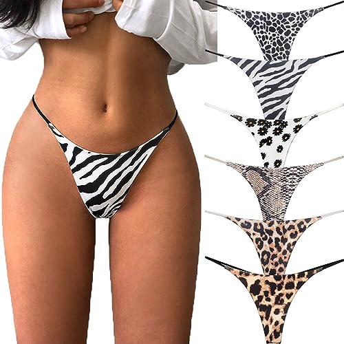 VISSAY Seamless Thongs for Women No Show Thong Underwear Cotton Breathable Sexy G-String Thong Panties(L)