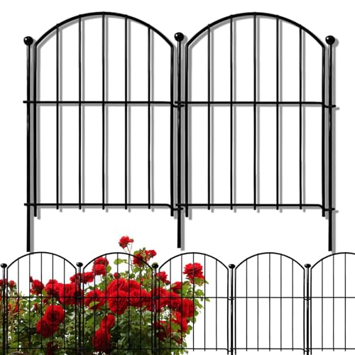 Thrivinest Decorative Garden Fence 21in x10ft, 10 Pack Rustproof Metal No Dig Fence Animal Barrier for Dog, Arched Flower Bed Edging Ornamental Wire Border Panel Fencing for Yard Patio Outdoor Decor