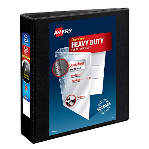 Avery Heavy-Duty View 3 Ring Binder, 2' One Touch Slant Rings, Holds 8.5' x 11' Paper, 1 Black Binder (05500)