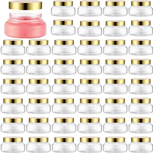 Mumufy Clear Plastic Jars with Lids Round Plastic Containers Empty Travel Containers for Creams Refillable Cosmetic Jars Containers for Lotions Body Scrub Body Butter (48 Pcs,5 oz)