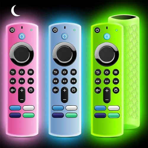 （3 Pack） ONEBOM Silicone Protective Remote Case Cover, Silicone Control Cover Skin| Glow in The Dark(Green&Pink&Blue)