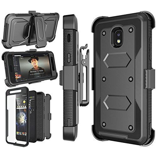 Njjex Galaxy J7 Refine Case, for Samsung J7 2018/J7 Star/J7 V 2nd/J7 Aura/J7 Top/J7 Crown/J7 Eon/J7 Aero Case, [Nbeck] Built-in Screen Protector Swivel Holster Belt Clip Kickstand Phone Cover - Black