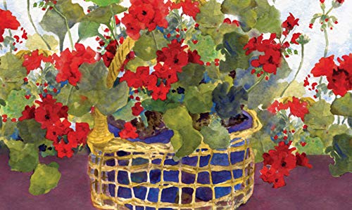 Toland Home Garden Geranium Basket 18 x 30 Inch Decorative Floor Mat Floral Colorful Red Flower Doormat