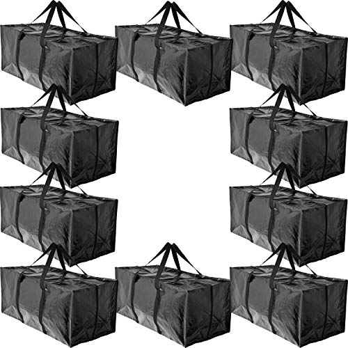 BAG-THAT! 10 Moving Bags, Heavy Duty Extra Large Stronger Handles Wrap Around bag Storage Totes Zippered Reusable Moving Supplies Clothes Attic Sports Garage Travel College