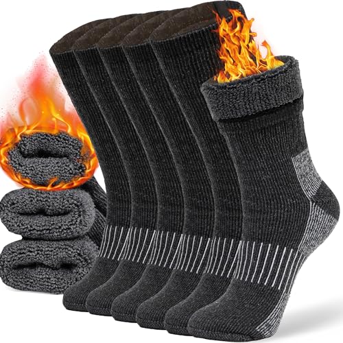 Merino Wool Socks Casual Warm Socks for Winter Cozy Boot Socks for Men & Women Black ML