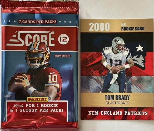 2012 Panini SCORE Football Card FACTORY SEALED Pack w/ 11 Total Cards - Plus Novelty Tom Brady Card Pictured