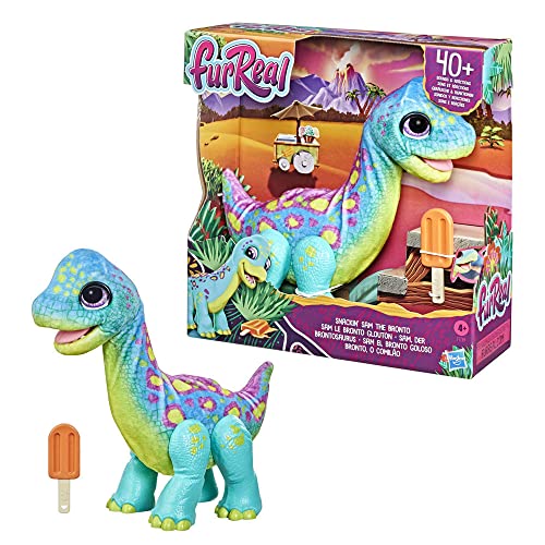 FurReal Snackin' Sam The Bronto, Interactive Pets, 40+ Sounds and Reactions, Electronic Pets, Plush Dinosaur Toys for 4 Year Old Girls and Boys