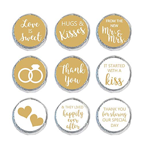 Mini Candy Stickers 0.75 Inch Wedding Favors Set of 324 (Gold)