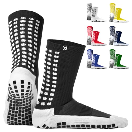 LUX Anti Slip Soccer Socks, Non Slip Football/Basketball/Hockey Sports Grip Pads Socks Black One Size