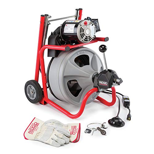 RIDGID 26998 Model K-400 Drain Cleaning 120-Volt Drum Machine Kit with C-45IW 1/2' x 75' Cable, White, Black, Red