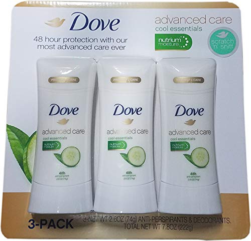 Dove Advanced Care Cool Essentials Antiperspirant, 2.6 Ounce (Pack of 3)