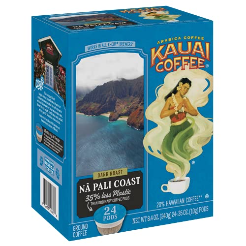 Kauai Coffee Na Pali Coast Dark Roast - Compatible with Keurig Pods K-Cup Brewers (1 Pack of 24 Single-Serve Cups)