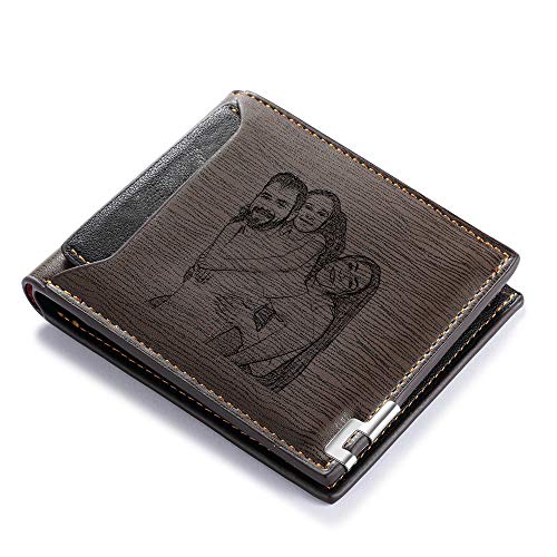 Lovejewelry Customized Wallets for Men Engraved Leather Photo Wallet for Dad Son (style 2)