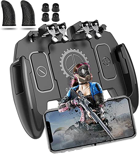 ZOMTOP Mobile Gaming Controller with Cooling Fan and 4 Triggers for 6-Finger Operation on 4.7-6.5' iOS and Android Phones - L1R1 L2R2 Gaming Grip Gamepad(No cooling fan)