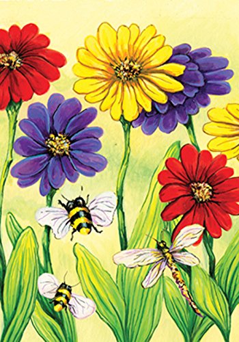 Toland Home Garden 107303 Zinnia Flight Flower Flag 28x40 Inch Double Sided for Outdoor House Yard Decoration