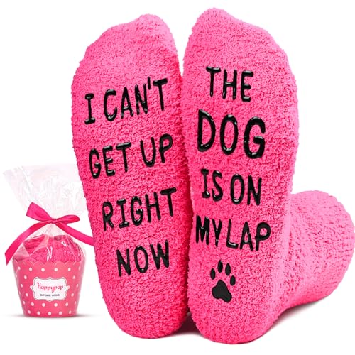 HAPPYPOP Funny Gifts for Mom Women Her Wife Girlfriend, Dog Mom Gifts for Women Birthday Gifts, Fuzzy Women Dog Socks