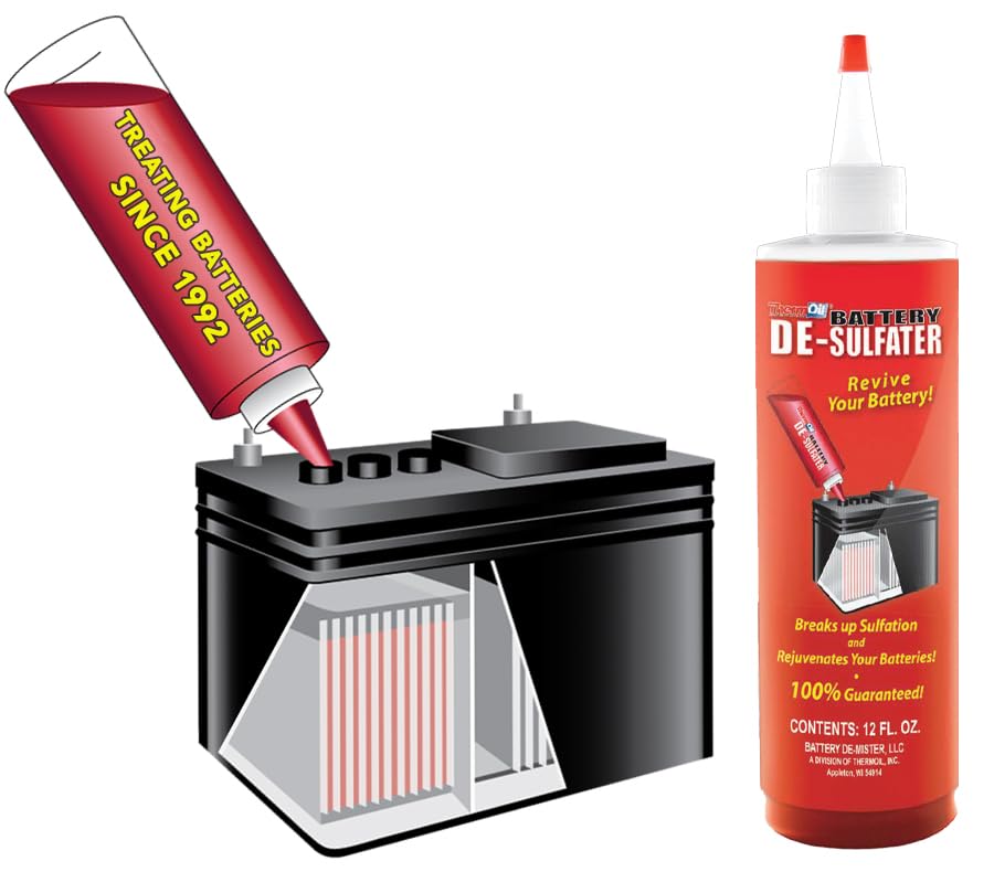 Thermoil DeSulfater Golf Cart Solution Renews Restores & Revives Any Sulfated Lead Acid Battery Guaranteed! Treats Two 6, 8 or 12 Volt Batteries. Made in USA