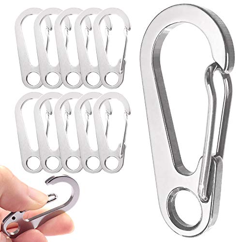 10PCS 1.77 Inch Stainless Steel Clip Spring-Snap Hook,EDC Mini Carabiner Custom Quick Release Hook for ​Outdoor Key Chain Camping Fishing Hiking Traveling
