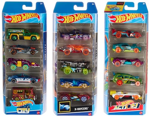 Hot Wheels Toy Cars, Bundle of 15 1:64 Scale Vehicles with 3 Themes: HW City, X-Raycers & Track Pack (Amazon Exclusive)