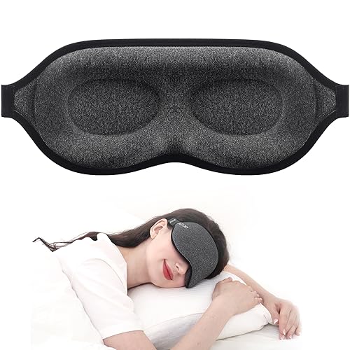 MZOO Luxury Sleep Mask for Back and Side Sleeper, 100% Block Out Light Sleeping Eye Mask for Women Men, Zero Eye Pressure 3D Contoured Night Blindfold, Breathable & Soft Eye Shade Cover