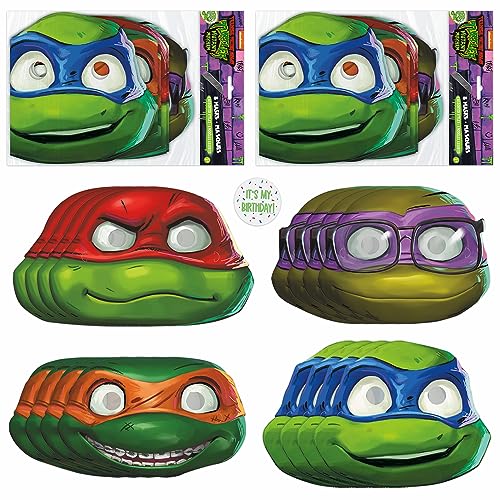 Unique Ninja Turtle Birthday Party Supplies - Party Masks (Pack of 16) and Sticker