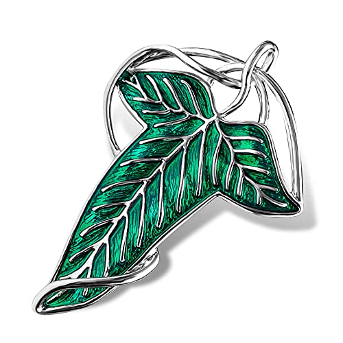 Bahamut Christmas Elegant Elven Green Tree Leaf Enamel Pins Brooch for Women Men Suit Pendant Necklace,Cloak Clasp Brooches Cosplay Jewelry (Green)