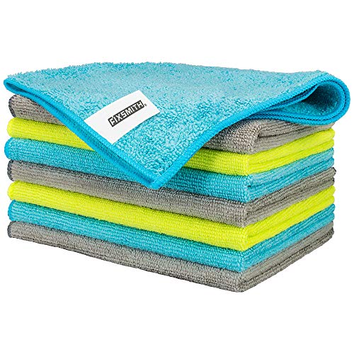 FIXSMITH Microfiber Cleaning Cloth - Pack of 8, Size: 12 x 16 in, Multi-Functional Cleaning Towels, Highly Absorbent Cleaning Rags, Lint-Free, Streak-Free Cleaning Cloths for Car Kitchen Home