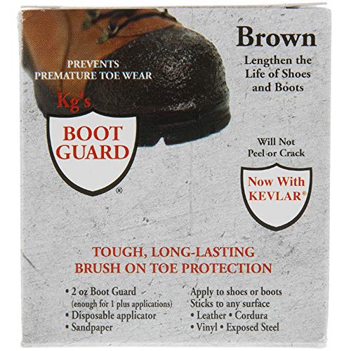 Kg's Boot Guard Brush On Toe Protection – Brush On Liquid for Tough, Long-Lasting Safety Protection on Boots, Made with Kevlar for Strong, Durable Protection (Brown, 2 Oz)