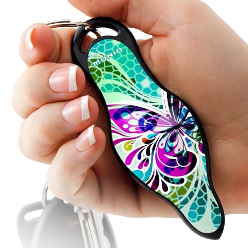 MUNIO Self Defense Keychain Kit – Personal Safety Device, Portable and Legal for Airplane Travel, TSA Approved, Made in the USA (Butterfly Glass)