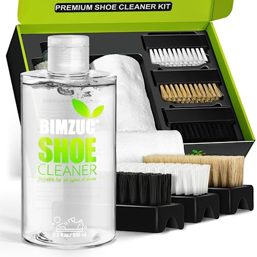 BIMZUC Shoe Cleaner Sneaker Kit, 8.5Oz Sneakers Cleaner Kit with Shoe Brushs Towel, White Sneaker Cleaner kit, Shoe Cleaner for White Shoe, Sneaker, Leather, Tennis, Boot, Canvas, Nubuck, Shoe Sole