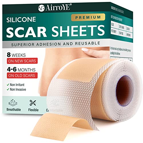 Silicone Scar Sheets,Silicone Scar Tape(1.6'x 120' Roll-3M), Reusable and Effective Scar Removal Sheets, Silicone Scar Removal Sheets for Surgical Scars,Healing Keloid, C-Section, Tummy Tuck