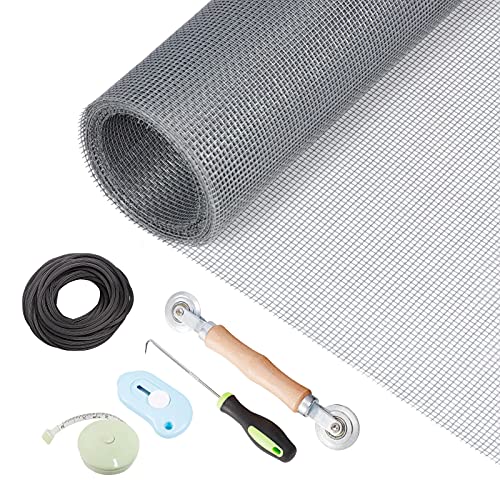 Window Screen Repair Kit - 59' x 106' Screen Door Replacement Fiberglass Screen Mesh with All Screen Tools for Sliding Door and Patio Screen Door Replacement, TOOLTRIZ