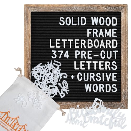 Felt Letter Board with Precut Letters Number Set 10x10 Inch, First Day School Board, Changeable Black Message Word Classroom Decor Baby Announcement Sign Wifi Password New Pregnancy