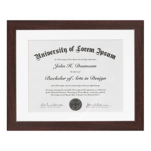 Americanflat 11x14 Diploma Frame in Mahogany - Certificate Frame Displays 8.5x11 Diplomas with Mat or Use as 11x14 Frame Without Mat - Engineered Wood Document Frame with Shatter-Resistant Glass